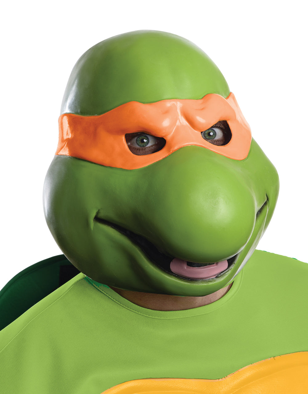 Teenage Mutant Ninja Turtles Michelangelo 3/4 vinyl mask costume accessory for adults.