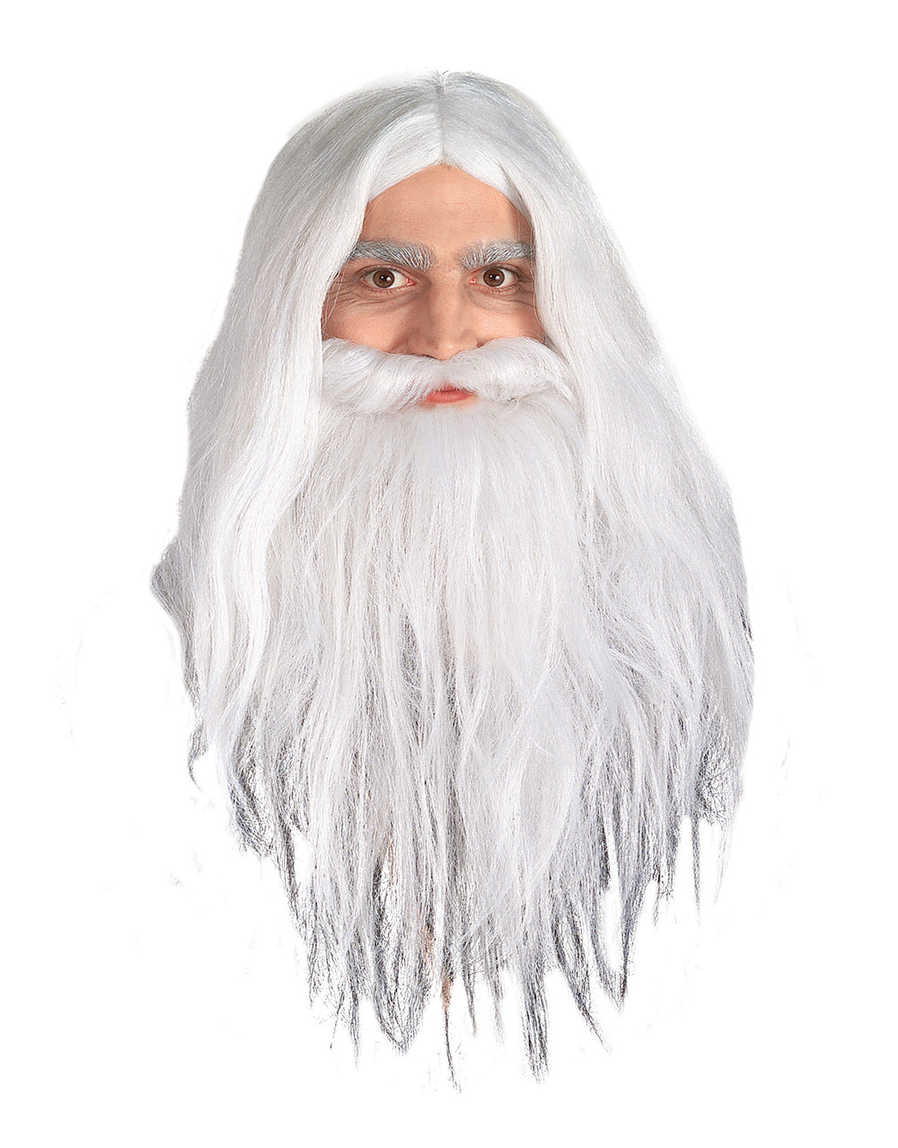 Lord of the Rings Gandalf wig and beard costume accessory for adults.