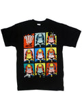 Judge Dredd pop art graphic on a black adult t-shirt.