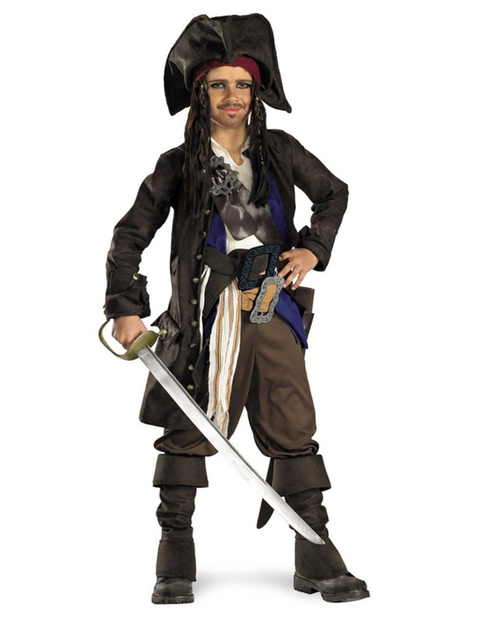 Pirates of the Caribbean teen Jack Sparrow prestige costume for kids.