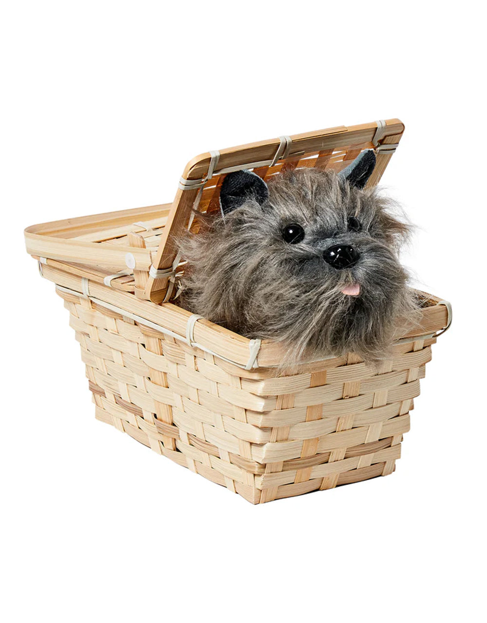 The Wizard of Oz Toto in a basket costume accessory for kids and adults.