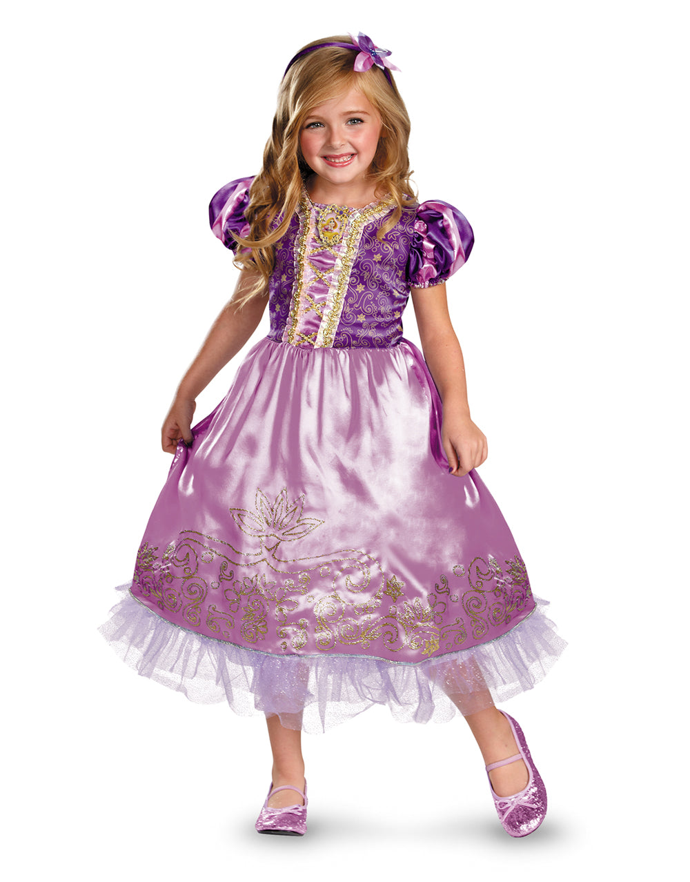 Tangled Rapunzel sparkle deluxe costume for kids.