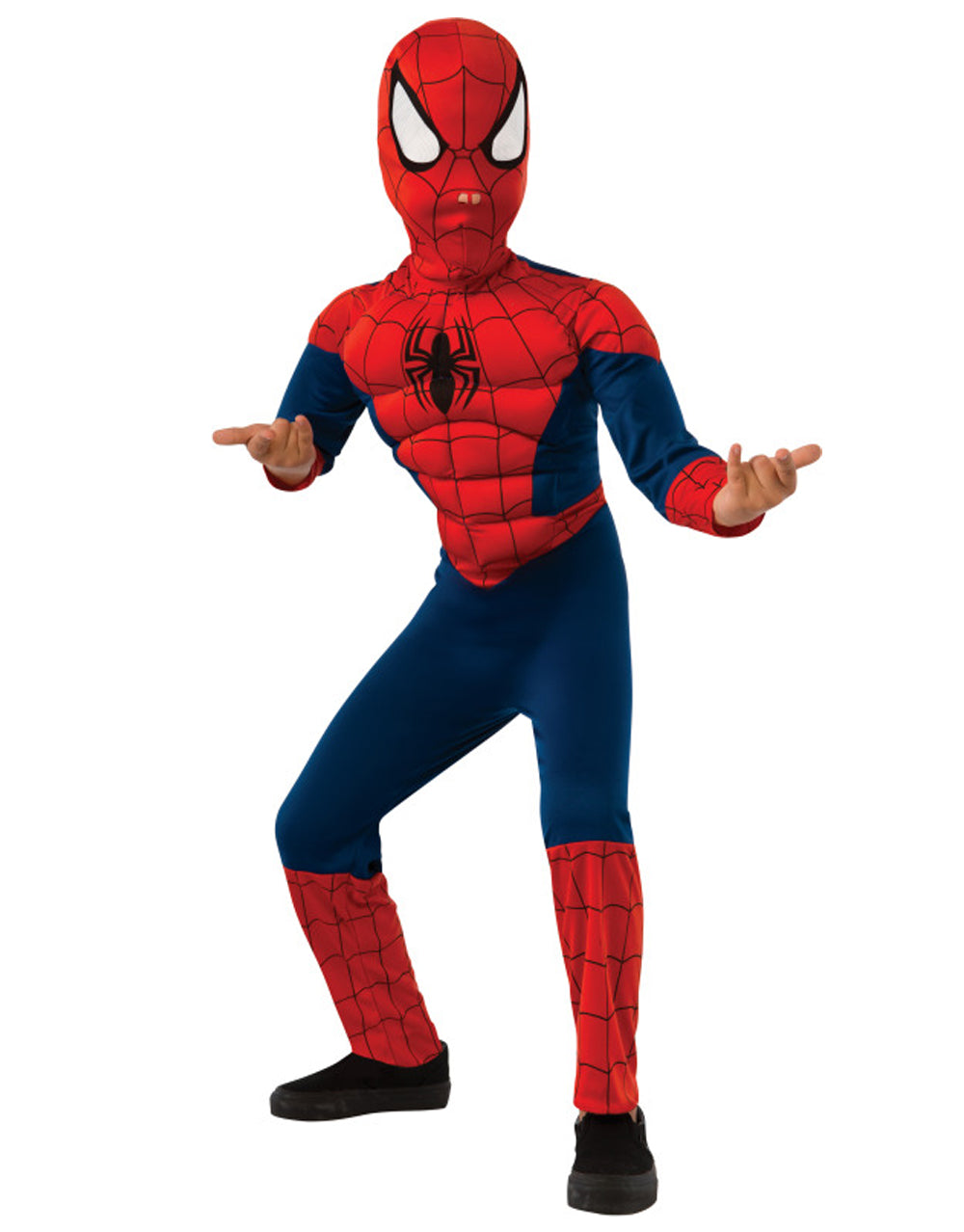 Ultimate Spider-Man deluxe muscle chest costume for kids.