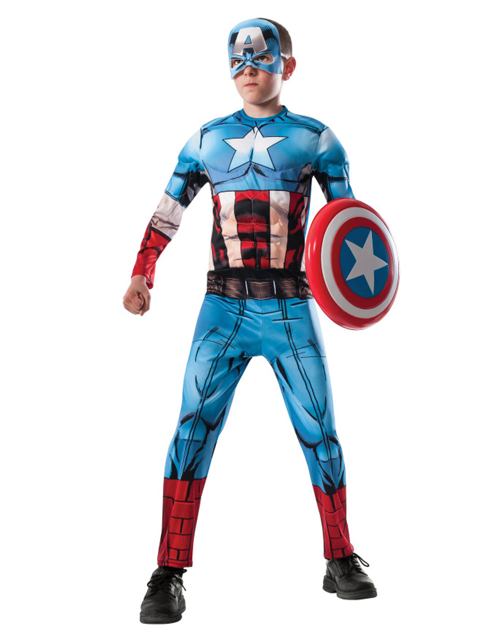 The Avengers Captain America deluxe muscle chest costume for kids.