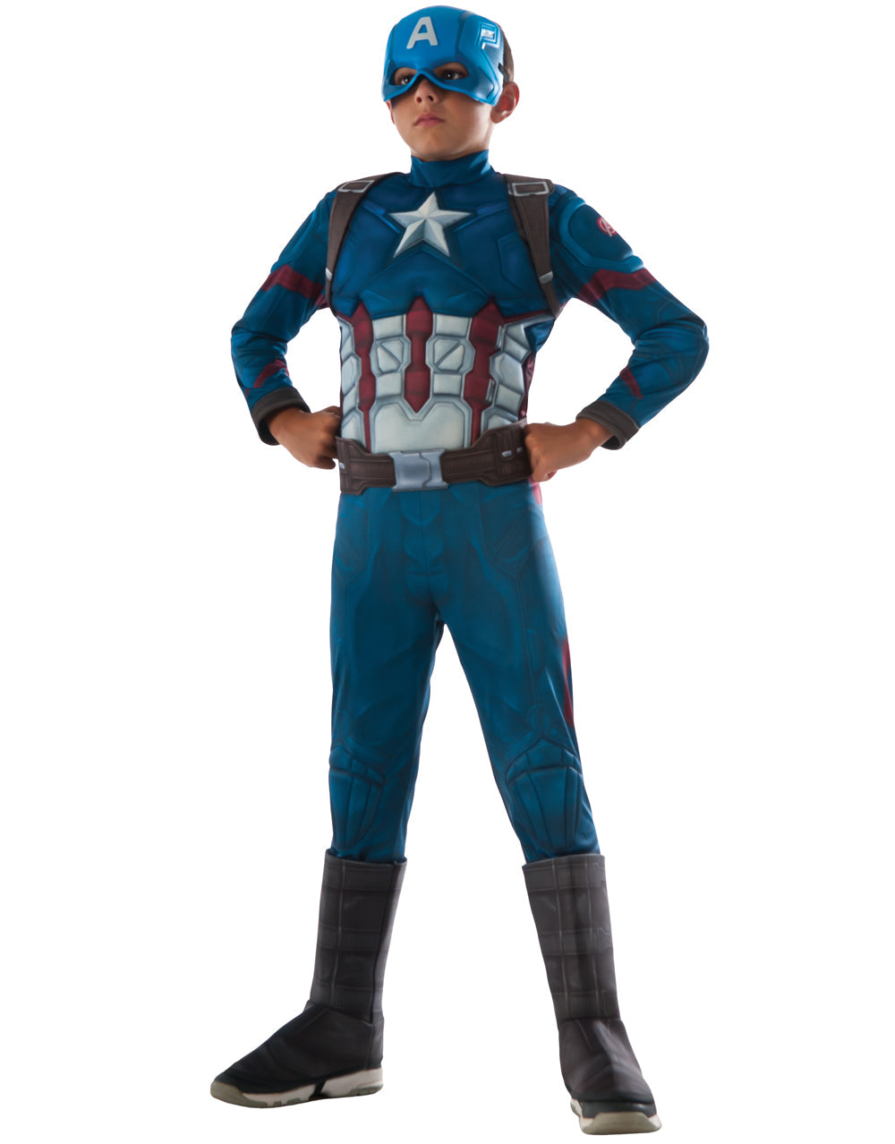 Avengers Infinity War Captain America deluxe muscle costume for kids.