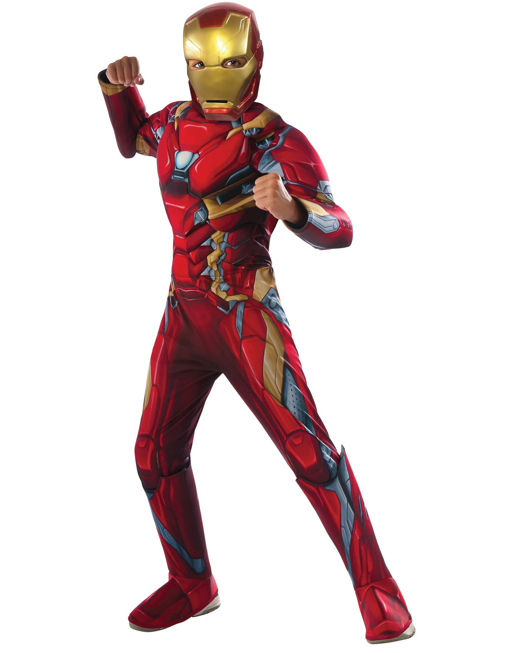 Captain America Civil War Iron Man deluxe padded jumpsuit costume for kids.