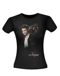 Twilight Eclipse Edward reflection graphic on a black women's t-shirt.