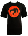 Thundercats glow logo graphic on a black adult t-shirt.