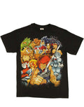 Thundercats pose graphic on a black adult t-shirt.