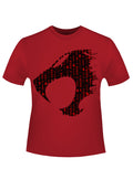 Thundercats logo graphic on a red adult t-shirt.
