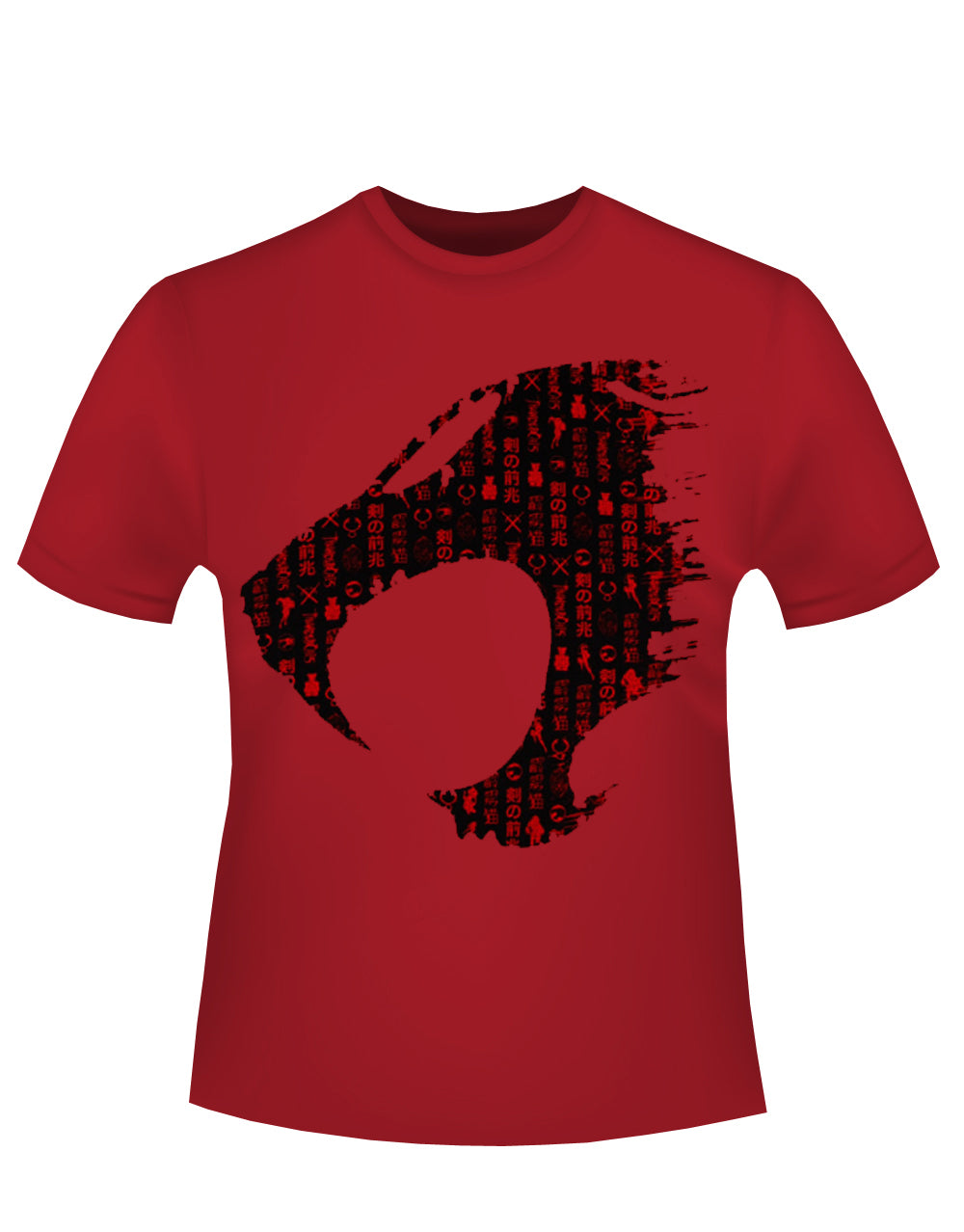 Thundercats logo graphic on a red adult t-shirt.