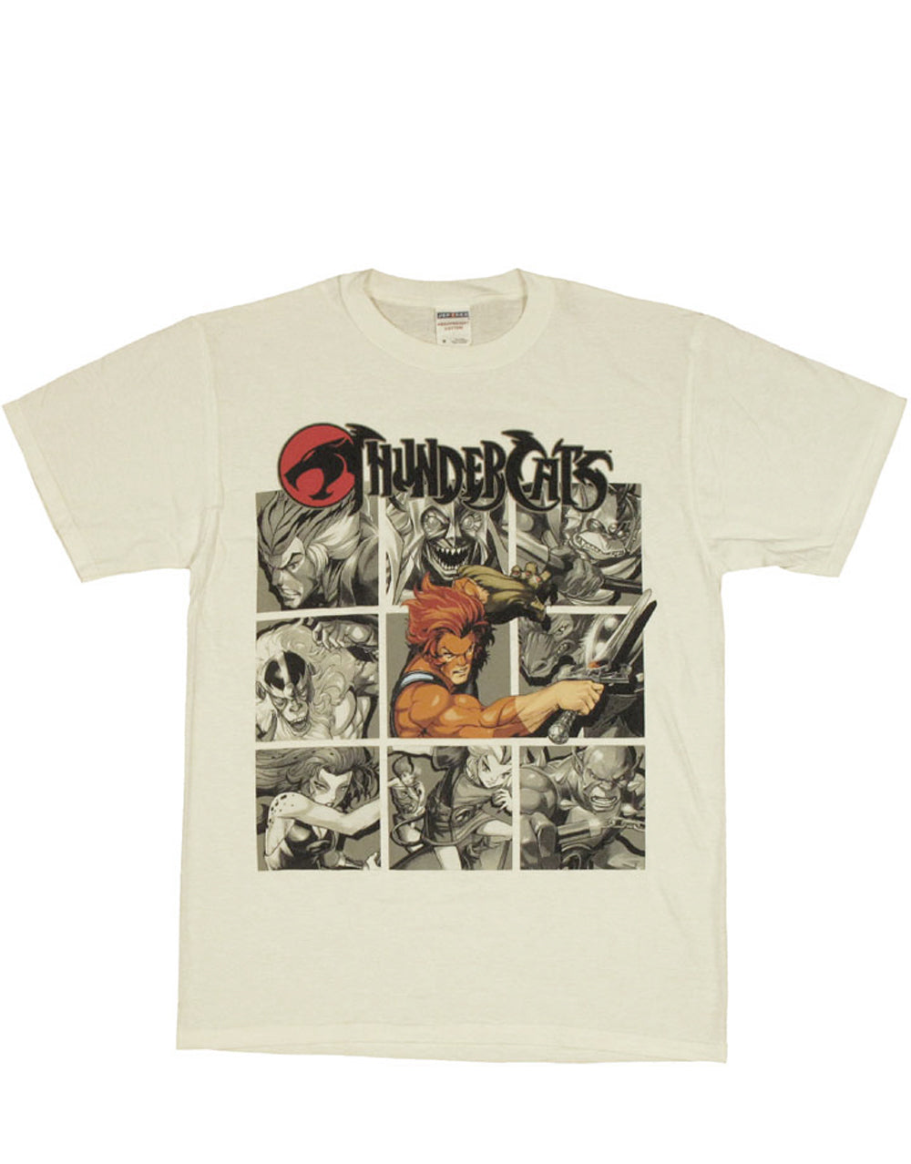 Thundercats shadow boxes graphic on a white adult t-shirt.