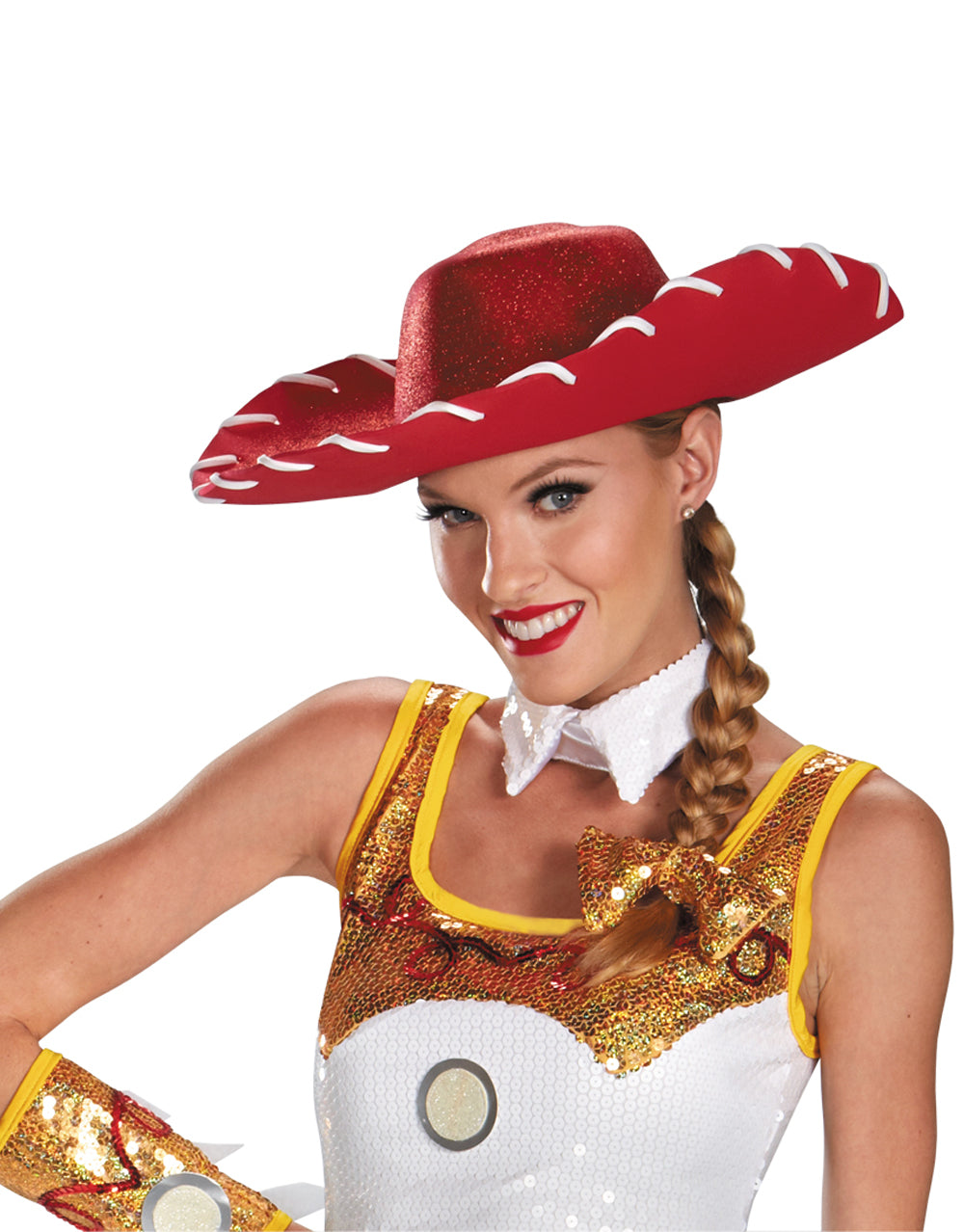 Toy Story Jessie glam hat and bow set costume accessory for women.