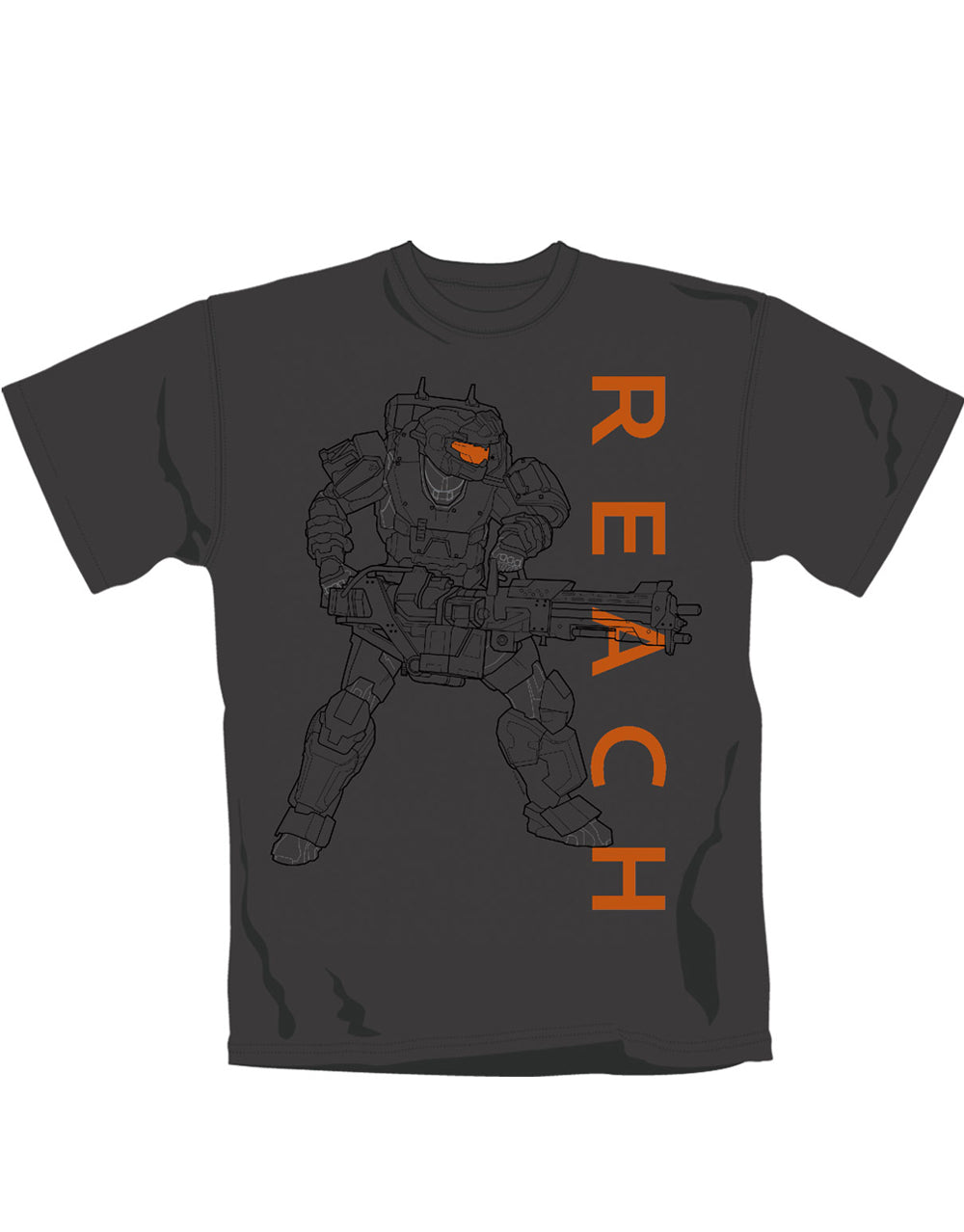 Halo noble soldier graphic on a dark grey adult t-shirt.