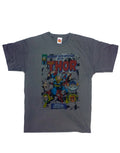 Thor universe trembles graphic on a grey adult t-shirt.