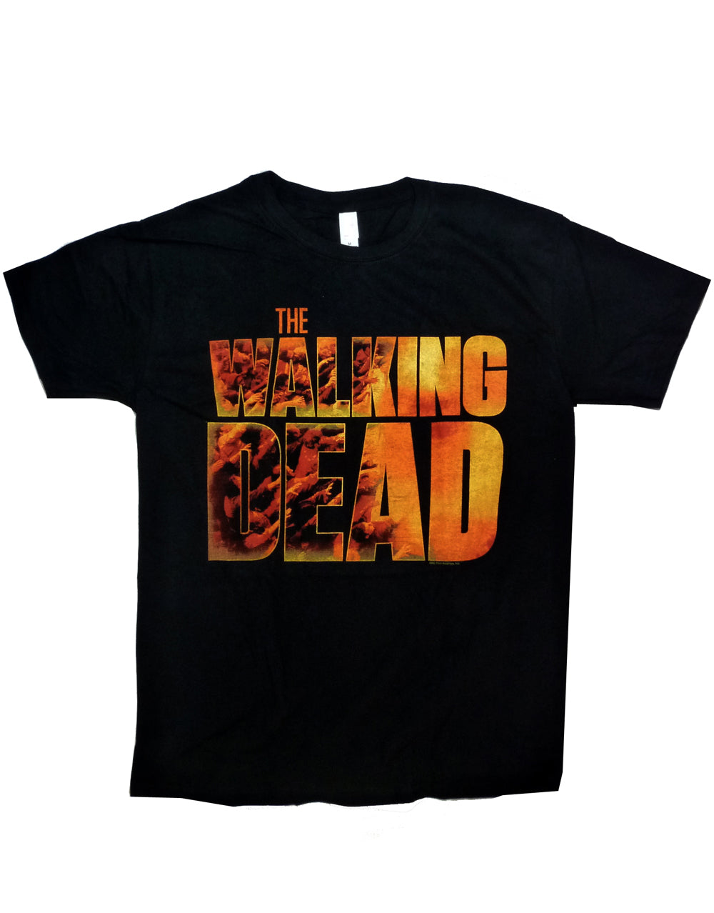 The Walking Dead vintage graphic on a black adult t-shirt.