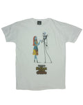 The Nightmare Before Christmas Jack and Sally graphic on a white adult t-shirt.