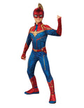 Captain Marvel blue and red hero suit style 1 costume for kids.