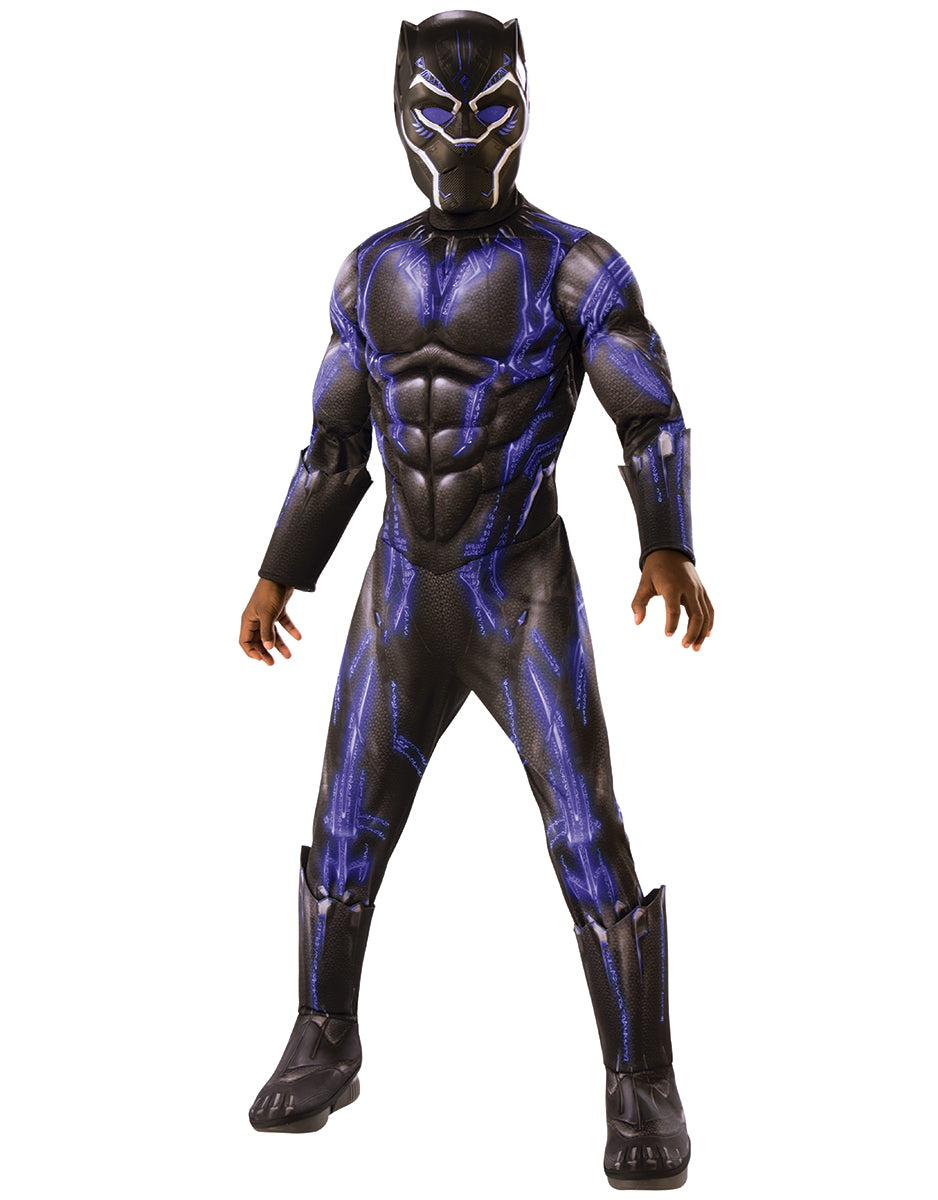 Avengers Endgame Black Panther deluxe purple costume for kids.