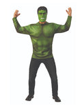 Avengers Endgame Hulk costume top and mask for adults.