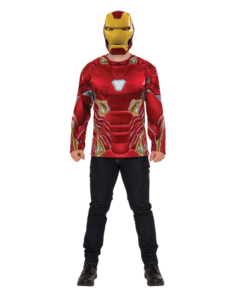 Avengers Endgame Iron Man costume top an mask for adults.