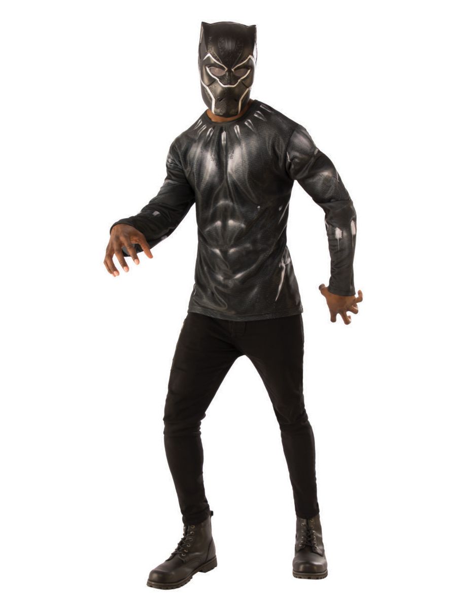 Avengers Endgame Black Panther costume top and mask for adults.