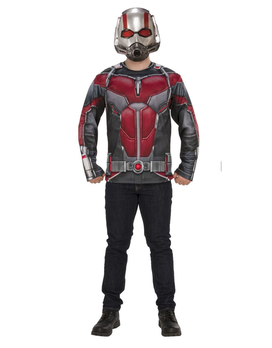 Avengers Endgame Ant-Man top and mask graphic on an adult costume.