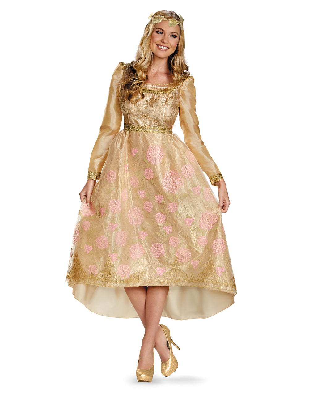 Maleficent Aurora deluxe coronation gown costume for women.