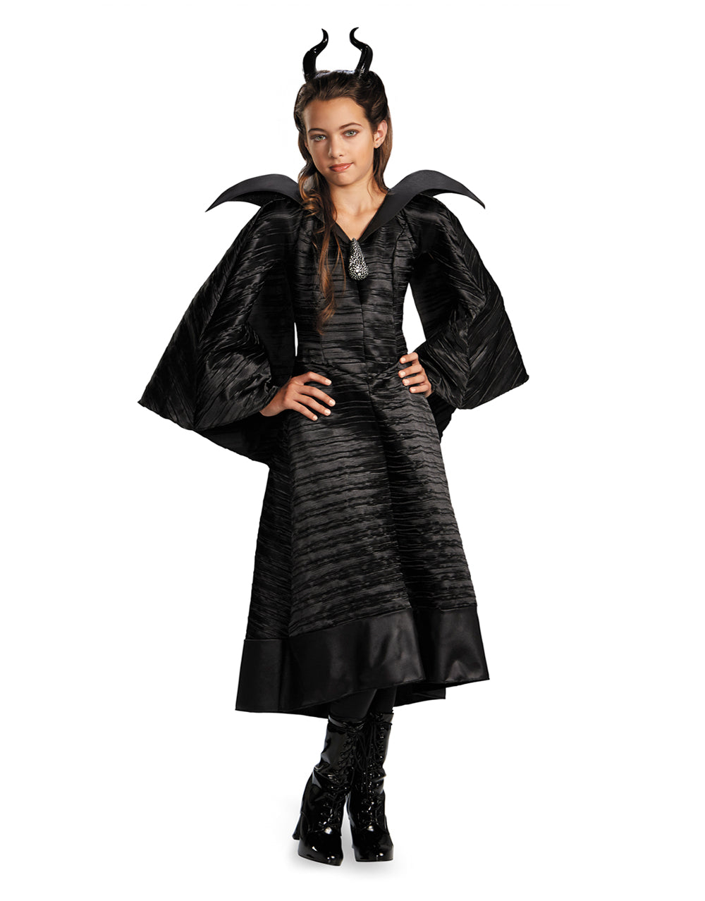 Maleficent deluxe christening black gown costume for kids.