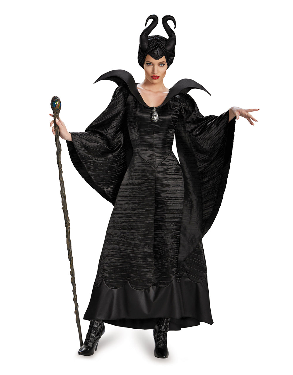 Maleficent deluxe christening black gown costume for women.