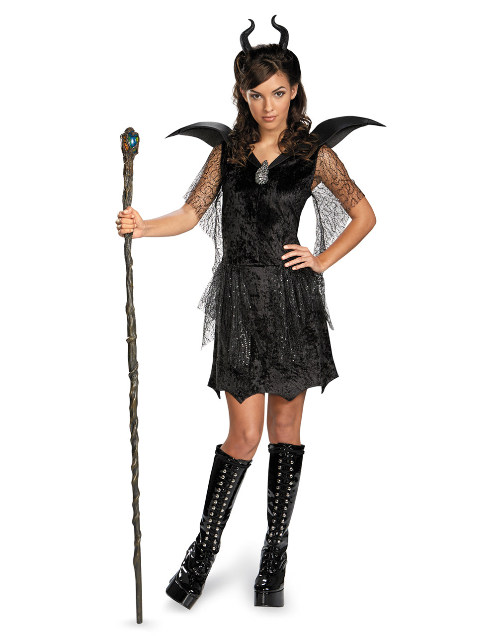 Maleficent teen deluxe christening black gown costume for kids.