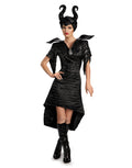 Maleficent deluxe glam christening black gown costume for women.