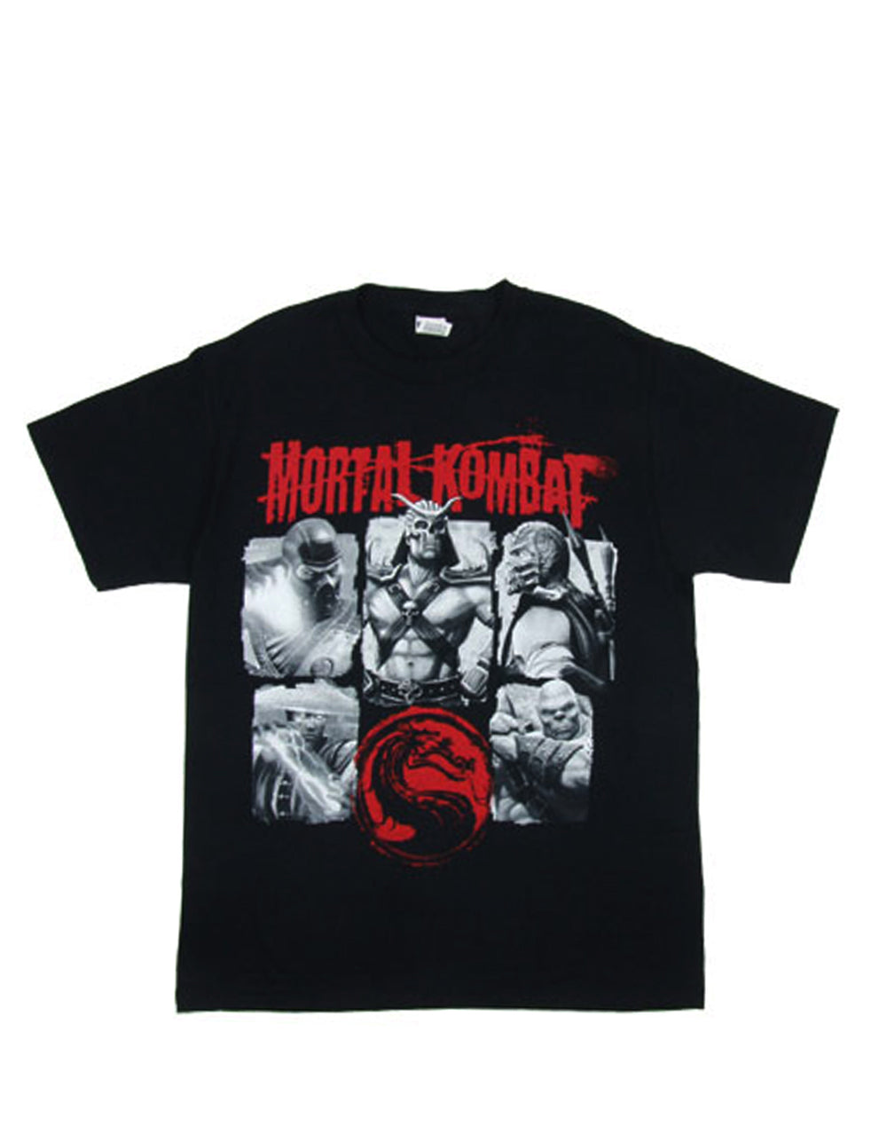 Kombat boxed group graphic on a black adult t-shirt.