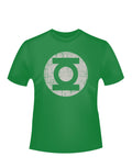 Green Lantern distress logo graphic on a green adult t-shirt.