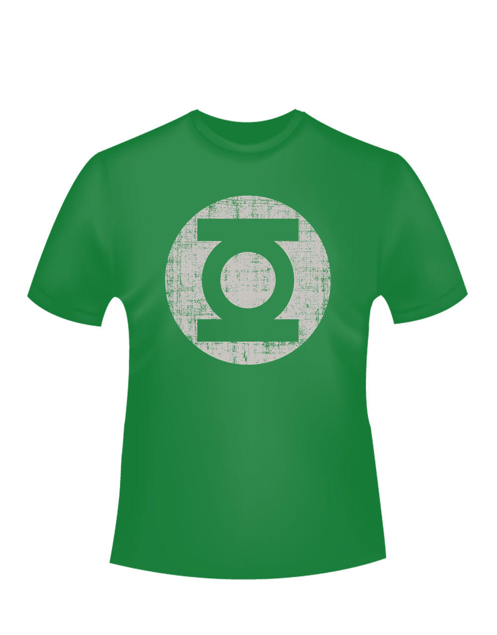 Green Lantern distress logo graphic on a green adult t-shirt.