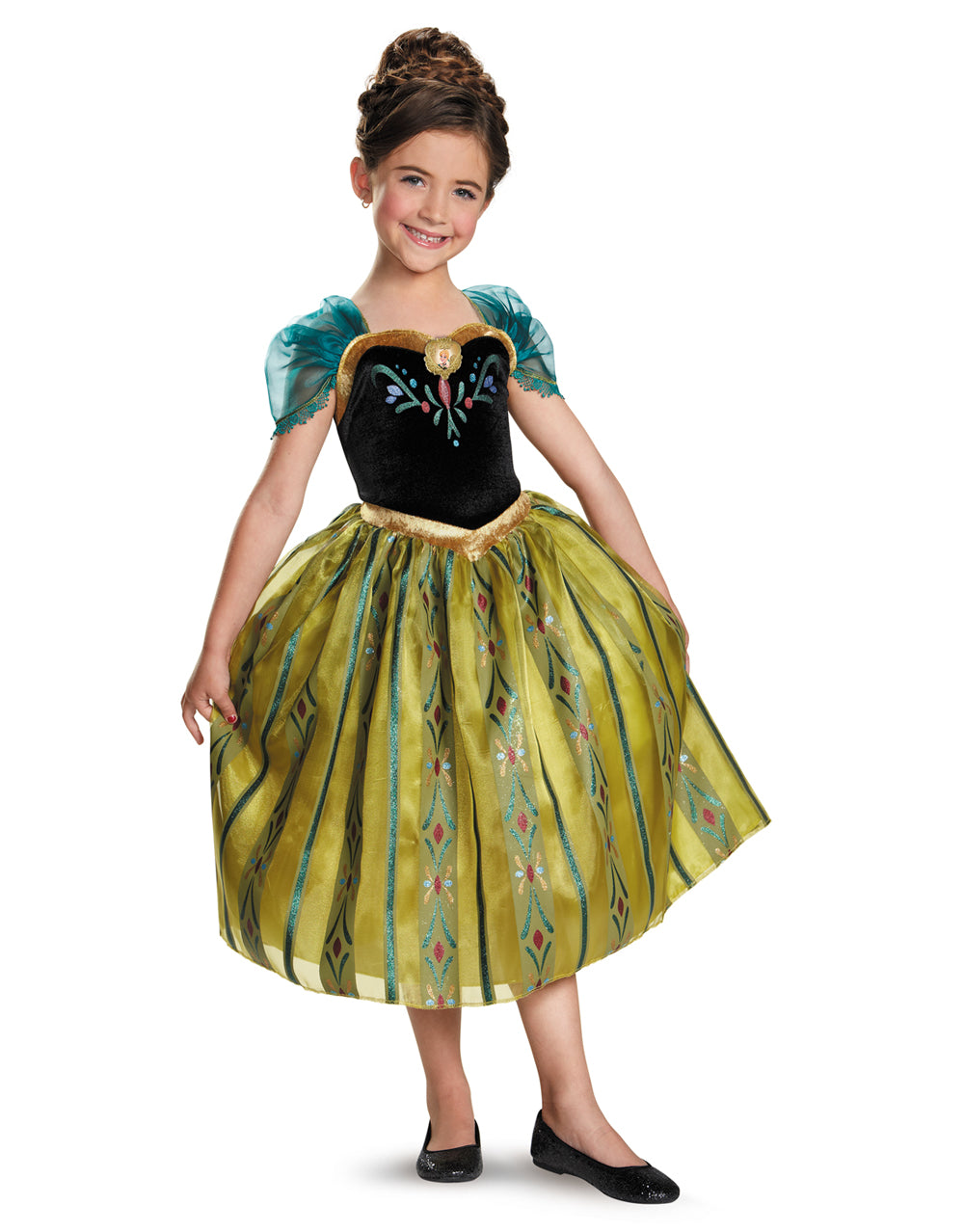 Frozen Anna coronation deluxe gown costume for kids.