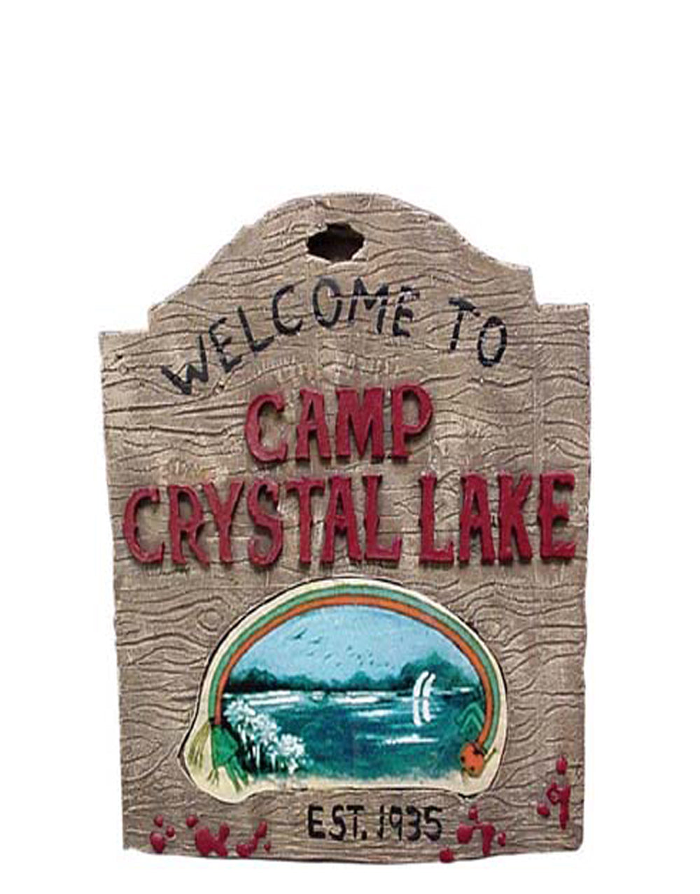Friday the 13th Camp Crystal Lake sign costume accessory for adults.