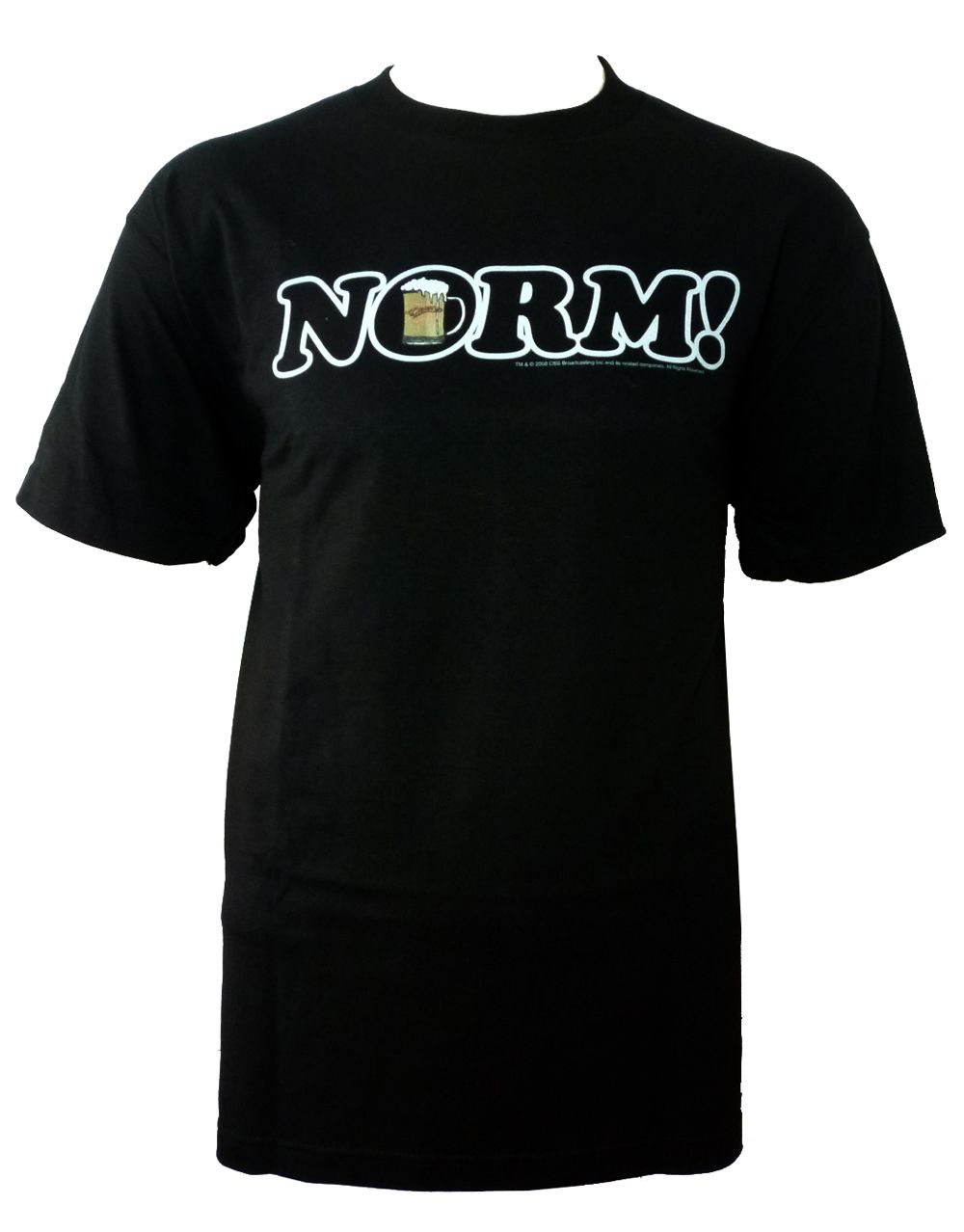Cheers Norm graphic on a black adult t-shirt.