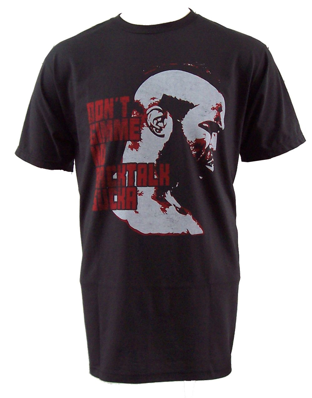 Rocky Clubber Lang back talk graphic on a black adult t-shirt.