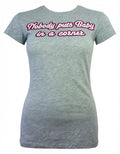 Dirty Dancing baby in a corner graphic on a grey women's t-shirt.