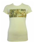 Dirty Dancing baby in a corner photo graphic on a cream women's t-shirt.