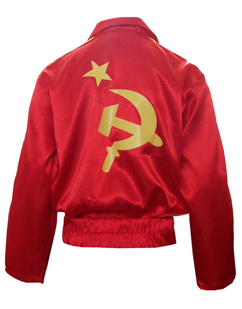 Ivan Drago robe jacket death from above graphic on a red and yellow adult robe jacket.