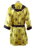 Rocky robe the Italian Stallion graphic on a black and yellow adult robe.