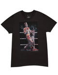 Rocky V Drago graphic on a black adult t-shirt.