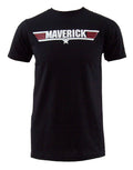 Top Gun Maverick call name graphic on a black adult t-shirt.