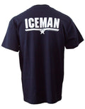Top Gun Iceman graphic on a navy blue adult t-shirt.