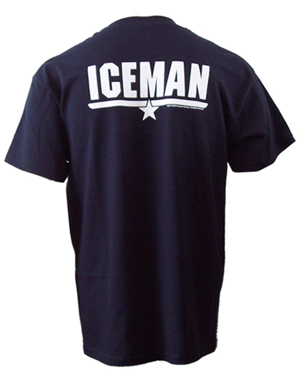 Top Gun Iceman graphic on a navy blue adult t-shirt.