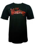 The Warriors logo graphic on a black adult t-shirt.