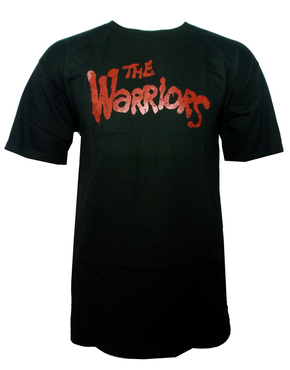 The Warriors logo graphic on a black adult t-shirt.