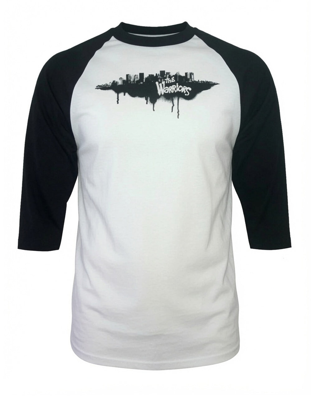 The Warriors baseball graphic on a black and white adult top.